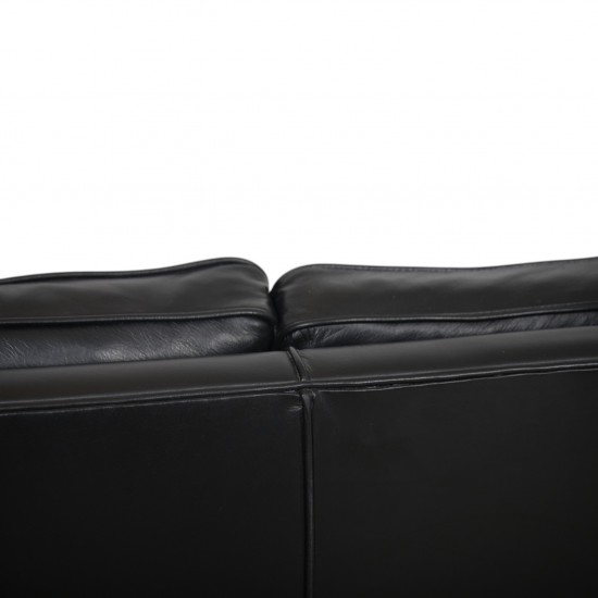 Børge Mogensen 2213 3.personers sofa i sort læder 1980'erne