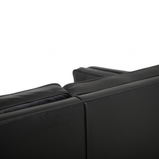 Børge Mogensen 2213 3.personers sofa i sort læder 1980'erne