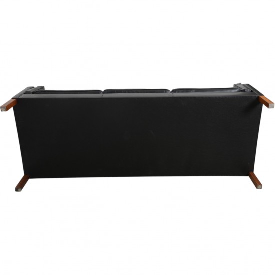 Børge Mogensen 2213 3.personers sofa i sort læder 1980'erne