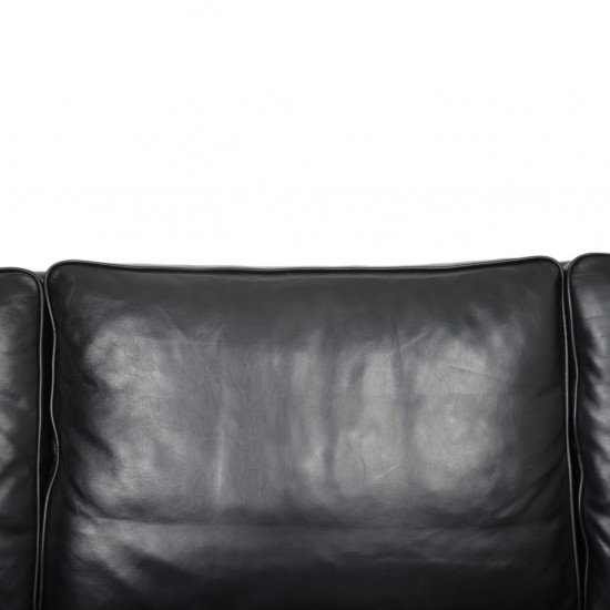 Børge Mogensen 2213 3.personers sofa i sort læder 1980'erne