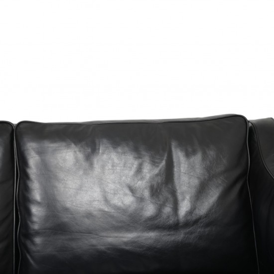 Børge Mogensen 2213 3.personers sofa i sort læder 1980'erne