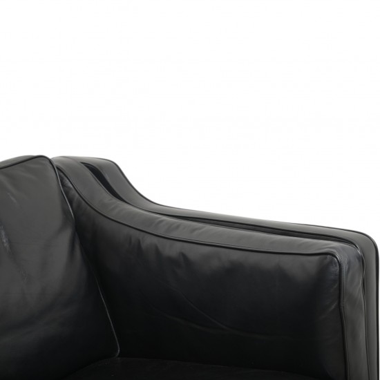 Børge Mogensen 2213 3.personers sofa i sort læder 1980'erne