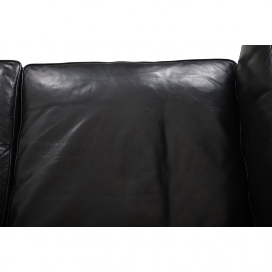Børge Mogensen 2213 3.personers sofa i sort læder 1980'erne