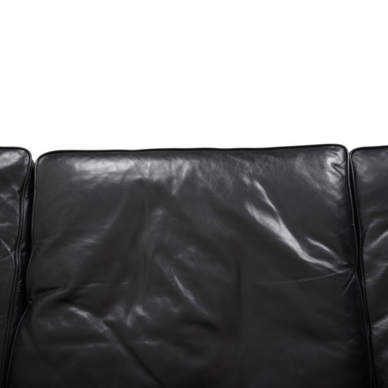 Børge Mogensen 2213 3.personers sofa i sort læder 1980'erne