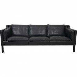 Børge Mogensen 2213 3.personers sofa i sort læder 1990'erne