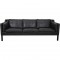 Børge Mogensen 2213 3.personers sofa i sort læder 1990'erne