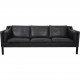 Børge Mogensen 2213 3.personers sofa i sort læder 1990'erne