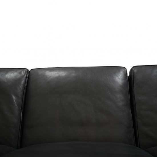 Børge Mogensen 2213 3.personers sofa i sort læder 1990'erne