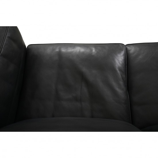 Børge Mogensen 2213 3.personers sofa i sort læder 1990'erne