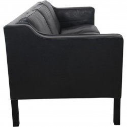 Børge Mogensen 2213 3.personers sofa i sort læder 1990'erne