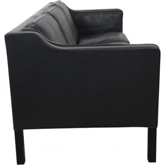 Børge Mogensen 2213 3.personers sofa i sort læder 1990'erne