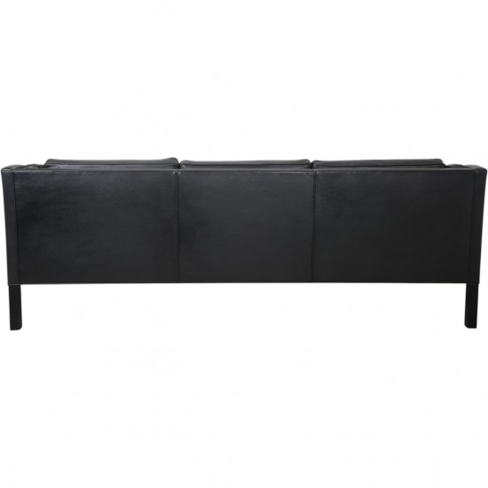 Børge Mogensen 2213 3.personers sofa i sort læder 1990'erne