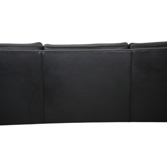 Børge Mogensen 2213 3.personers sofa i sort læder 1990'erne