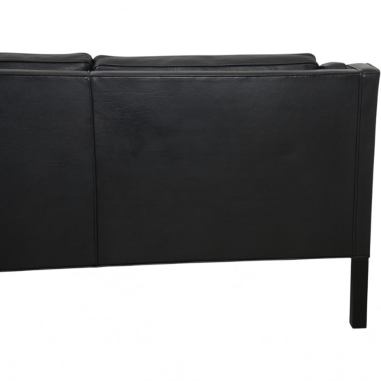 Børge Mogensen 2213 3.personers sofa i sort læder 1990'erne