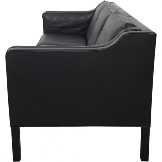 Børge Mogensen 2213 3.personers sofa i sort læder 1990'erne