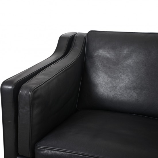 Børge Mogensen 2213 3.personers sofa i sort læder 1990'erne