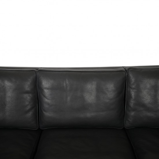 Børge Mogensen 2213 3.personers sofa i sort læder 1990'erne
