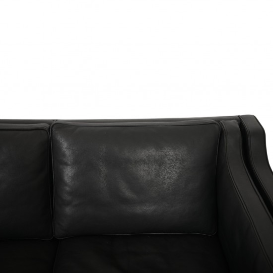 Børge Mogensen 2213 3.personers sofa i sort læder 1990'erne