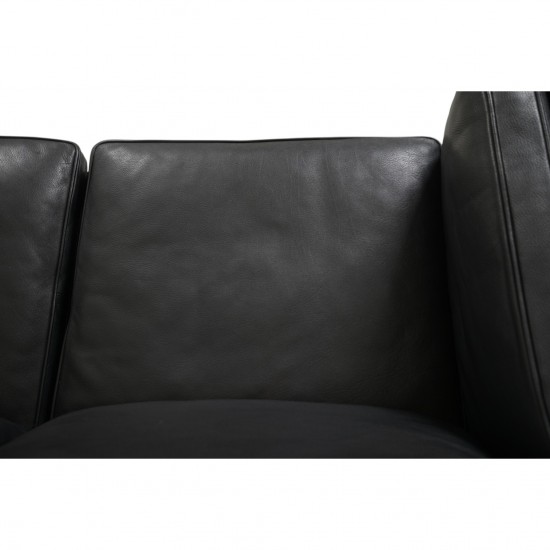 Børge Mogensen 2213 3.personers sofa i sort læder 1990'erne