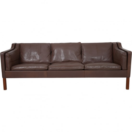 Børge Mogensen 3-personers 2213 sofa i brunt læder 1970'erne