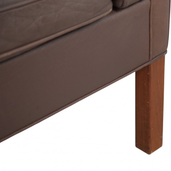 Børge Mogensen 3-personers 2213 sofa i brunt læder 1970'erne