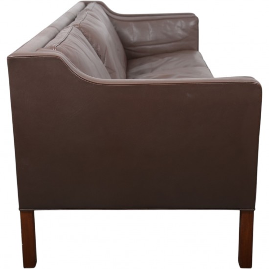 Børge Mogensen 3-personers 2213 sofa i brunt læder 1970'erne