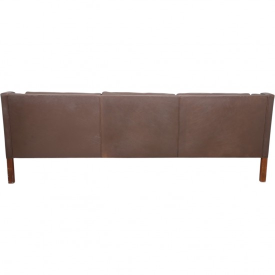 Børge Mogensen 3-personers 2213 sofa i brunt læder 1970'erne