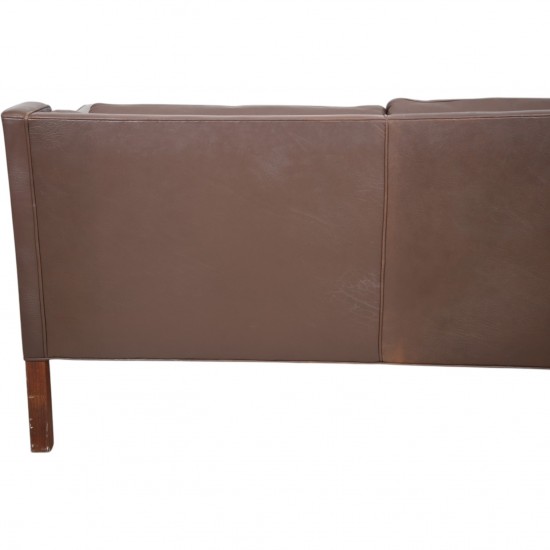 Børge Mogensen 3-personers 2213 sofa i brunt læder 1970'erne