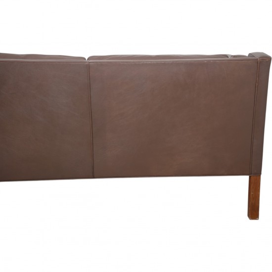 Børge Mogensen 3-personers 2213 sofa i brunt læder 1970'erne