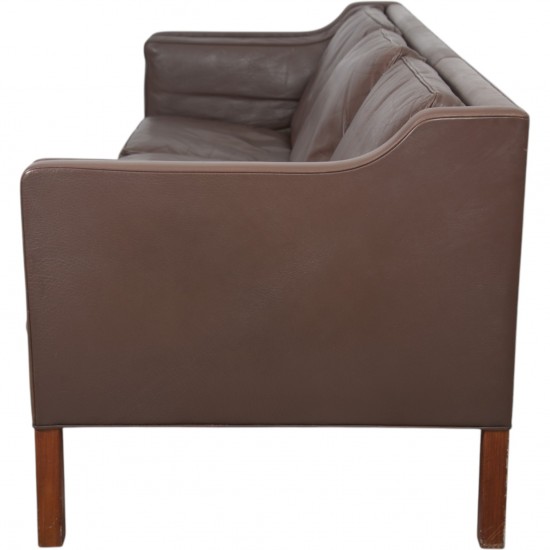 Børge Mogensen 3-personers 2213 sofa i brunt læder 1970'erne