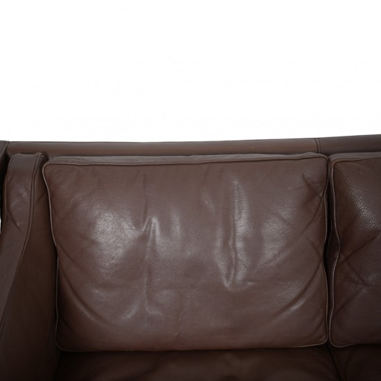 Børge Mogensen 3-personers 2213 sofa i brunt læder 1970'erne