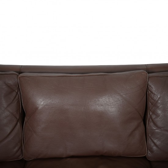 Børge Mogensen 3-personers 2213 sofa i brunt læder 1970'erne