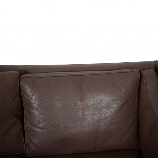 Børge Mogensen 3-personers 2213 sofa i brunt læder 1970'erne