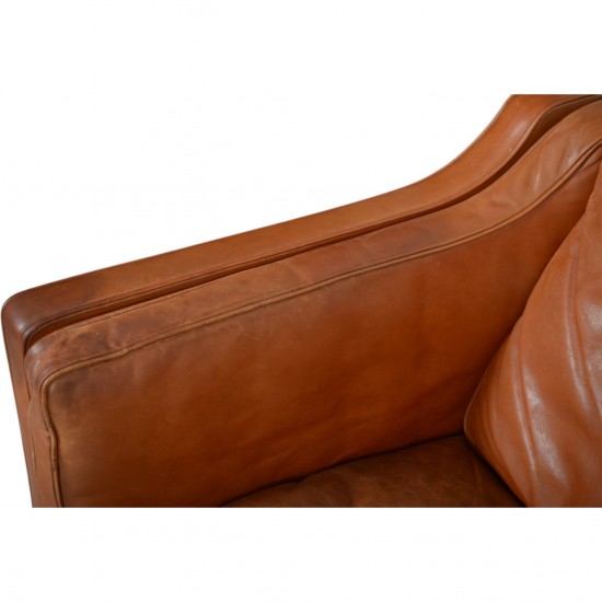Børge Mogensen 3.personers 2213 sofa i patineret cognac læder 1980'erne