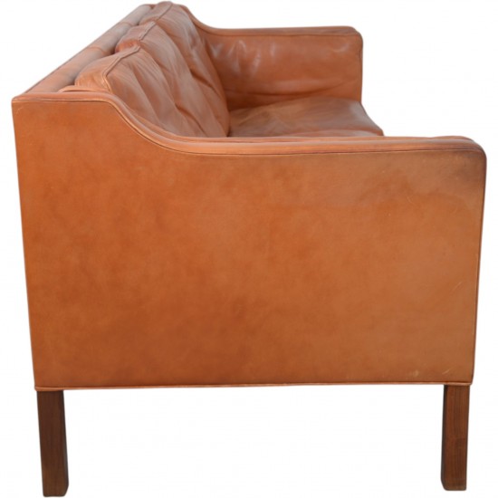 Børge Mogensen 3.personers 2213 sofa i patineret cognac læder 1980'erne