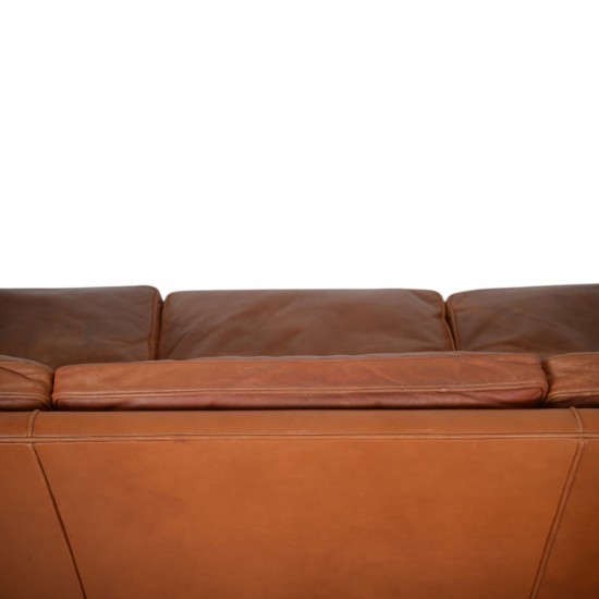 Børge Mogensen 3.personers 2213 sofa i patineret cognac læder 1980'erne