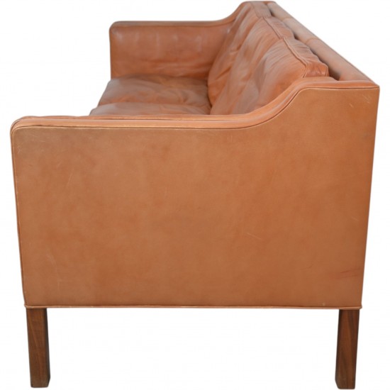 Børge Mogensen 3.personers 2213 sofa i patineret cognac læder 1980'erne