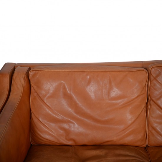 Børge Mogensen 3.personers 2213 sofa i patineret cognac læder 1980'erne