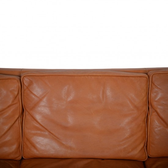 Børge Mogensen 3.personers 2213 sofa i patineret cognac læder 1980'erne