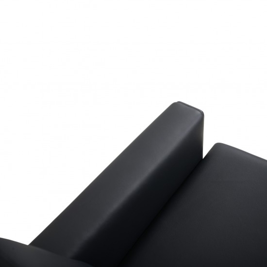 Hans Wegner GE236 3.personers sofa nybetrukket med sort bizon læder 1990'erne