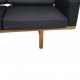 Hans Wegner GE236 3.personers sofa nybetrukket med sort bizon læder 1990'erne