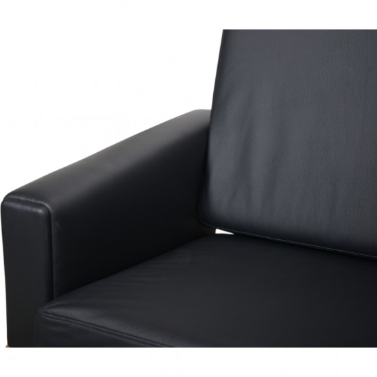 Hans Wegner GE236 3.personers sofa nybetrukket med sort bizon læder 1990'erne