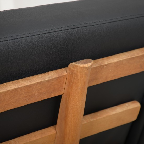 Hans Wegner GE236 3.personers sofa nybetrukket med sort bizon læder 1990'erne