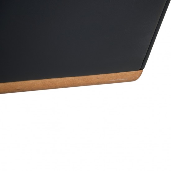 Hans Wegner GE236 3.personers sofa nybetrukket med sort bizon læder 1990'erne