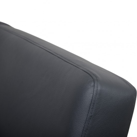 Hans Wegner GE236 3.personers sofa nybetrukket med sort bizon læder 1990'erne