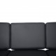 Hans Wegner GE236 3.personers sofa nybetrukket med sort bizon læder 1990'erne