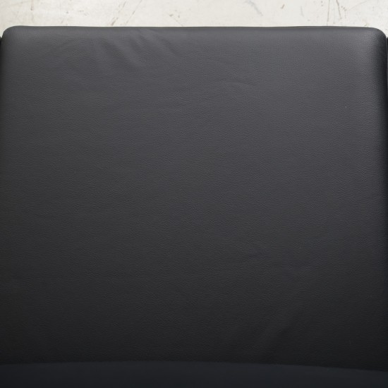 Hans Wegner GE236 3.personers sofa nybetrukket med sort bizon læder 1990'erne