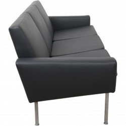 Hans Wegner GE34 3.personers lufthavnssofa i nybetrukket sort læder