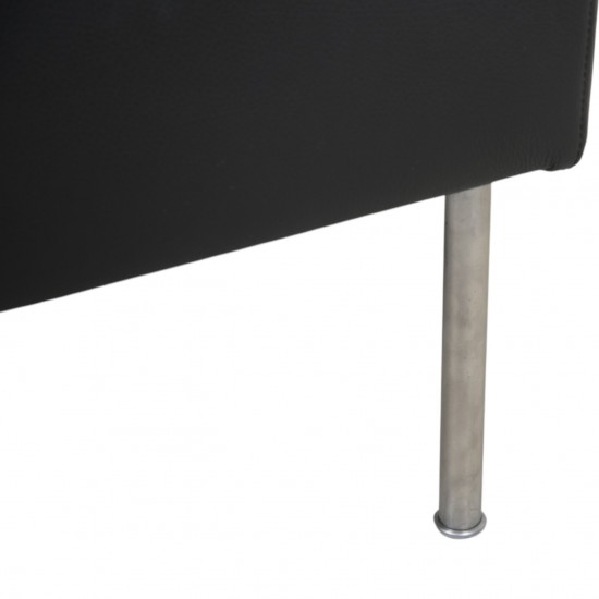 Hans Wegner GE34 3.personers lufthavnssofa i nybetrukket sort læder