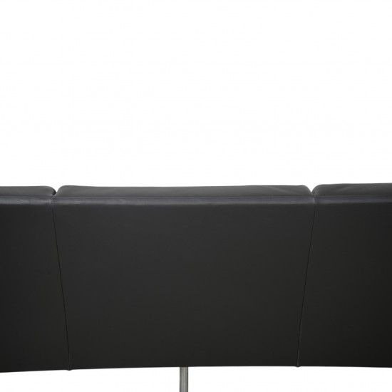 Hans Wegner GE34 3.personers lufthavnssofa i nybetrukket sort læder